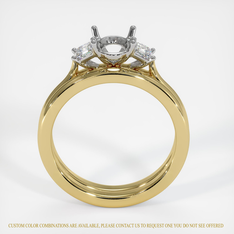 18K White & Yellow Three Stone Ring Setting