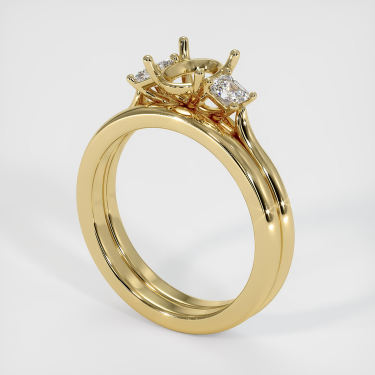 10K Yellow Gold Three Stone Ring Setting