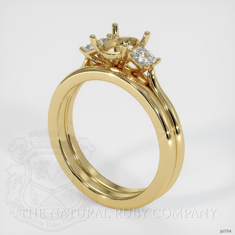 14K Yellow Gold Three Stone Ring Setting