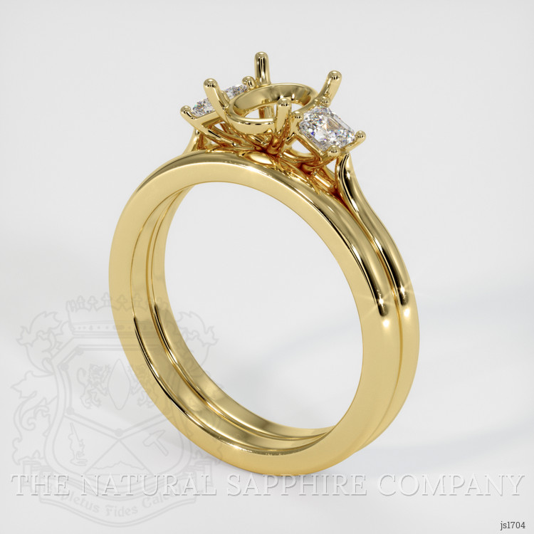 18K Yellow Gold Three Stone Ring Setting