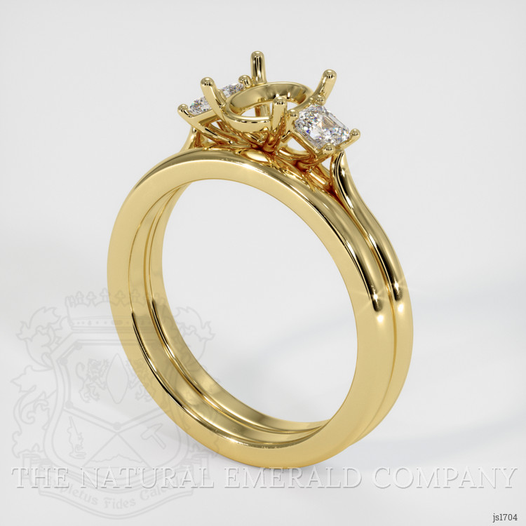 18K Yellow Gold Three Stone Ring Setting