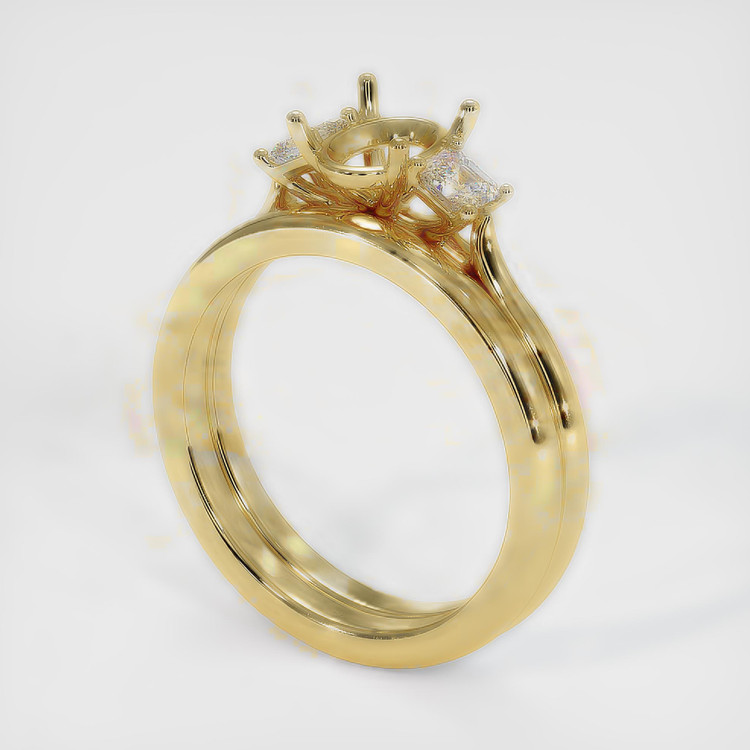 18K Yellow Gold Three Stone Ring Setting