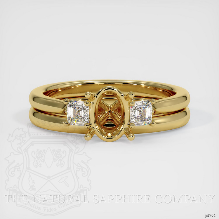 18K Yellow Gold Three Stone Ring Setting