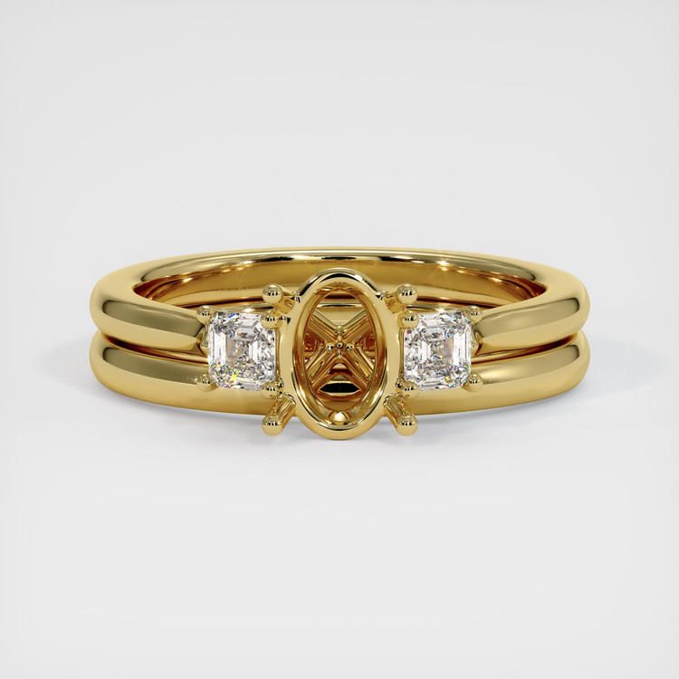 18K Yellow Gold Three Stone Ring Setting