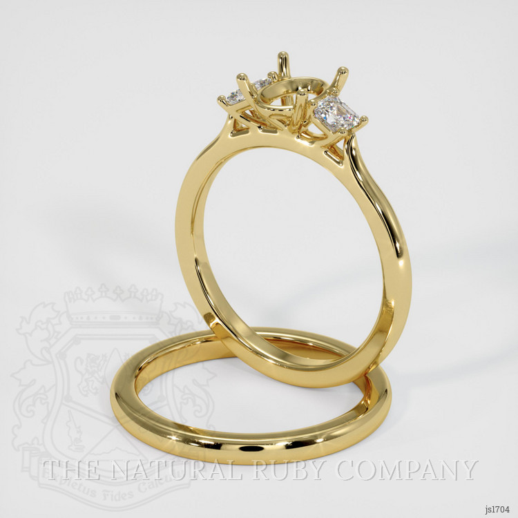 18K Yellow Gold Three Stone Ring Setting