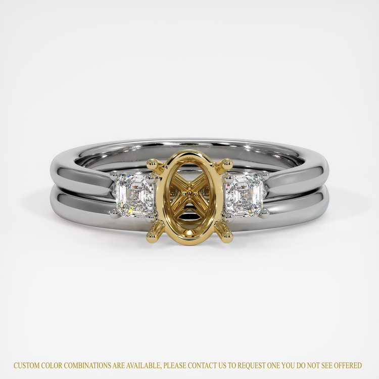 14K Yellow & White Three Stone Ring Setting
