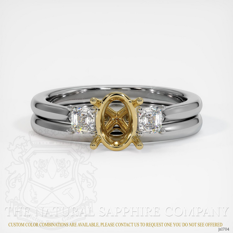 14K Yellow & White Three Stone Ring Setting