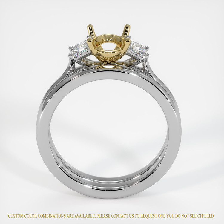 14K Yellow & White Three Stone Ring Setting