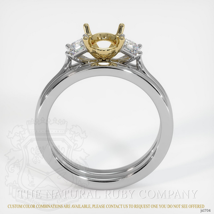 14K Yellow & White Three Stone Ring Setting