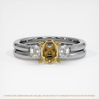 18K Yellow & White Three Stone Ring Setting Image