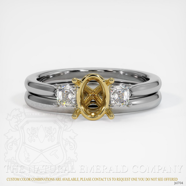 18K Yellow & White Three Stone Ring Setting