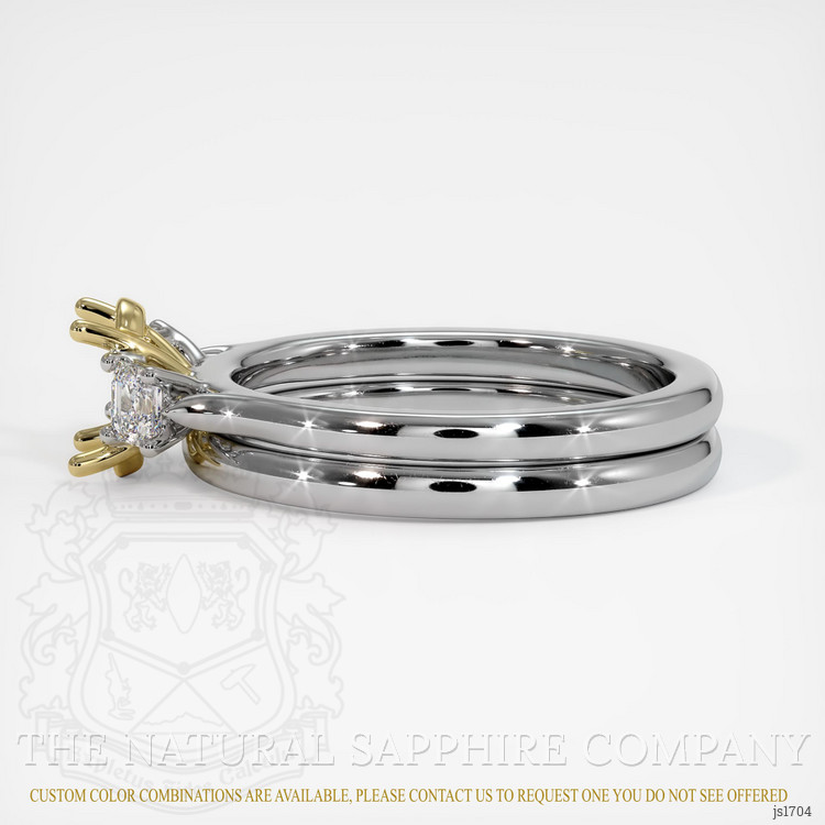 18K Yellow & White Three Stone Ring Setting