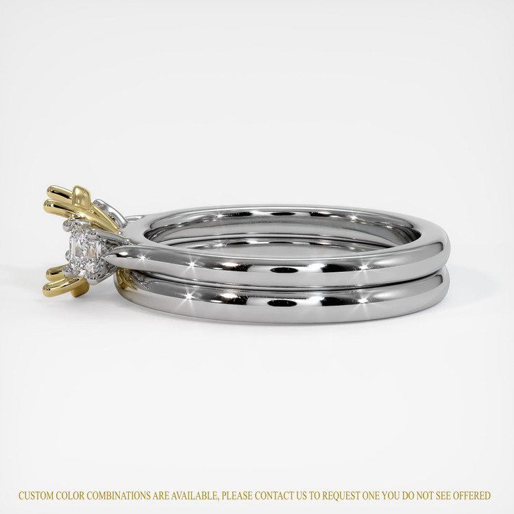 18K Yellow & White Three Stone Ring Setting