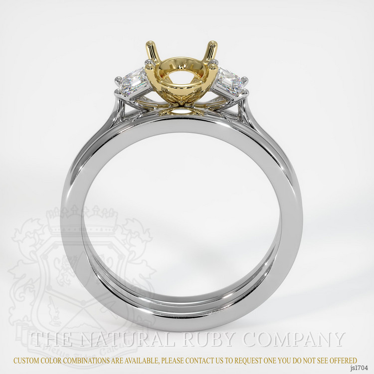 18K Yellow & White Three Stone Ring Setting