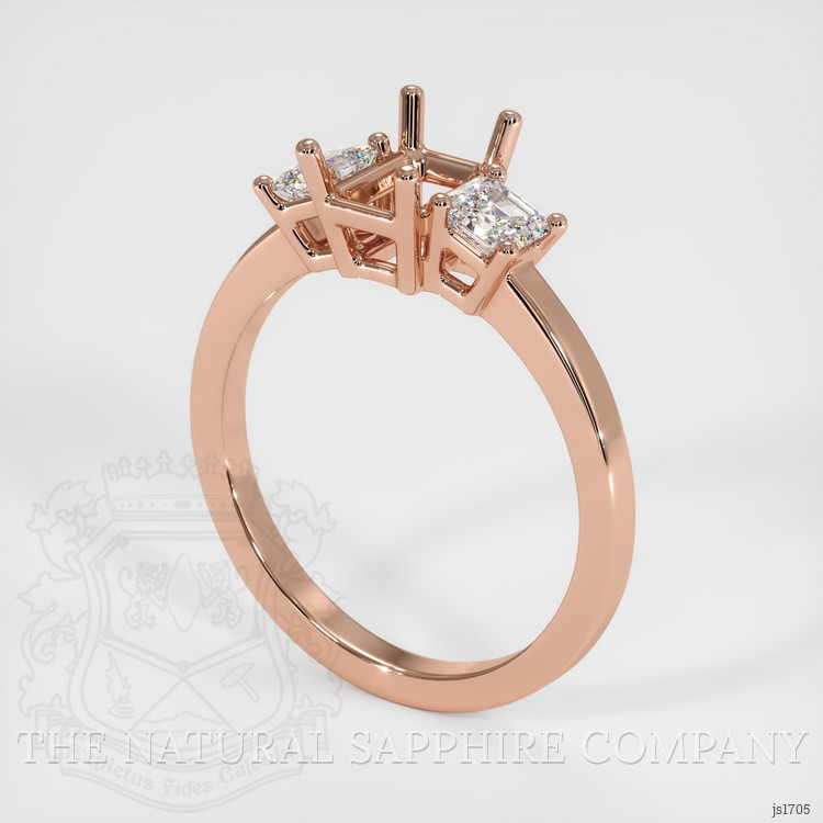 14K Rose Gold Three Stone Ring Setting