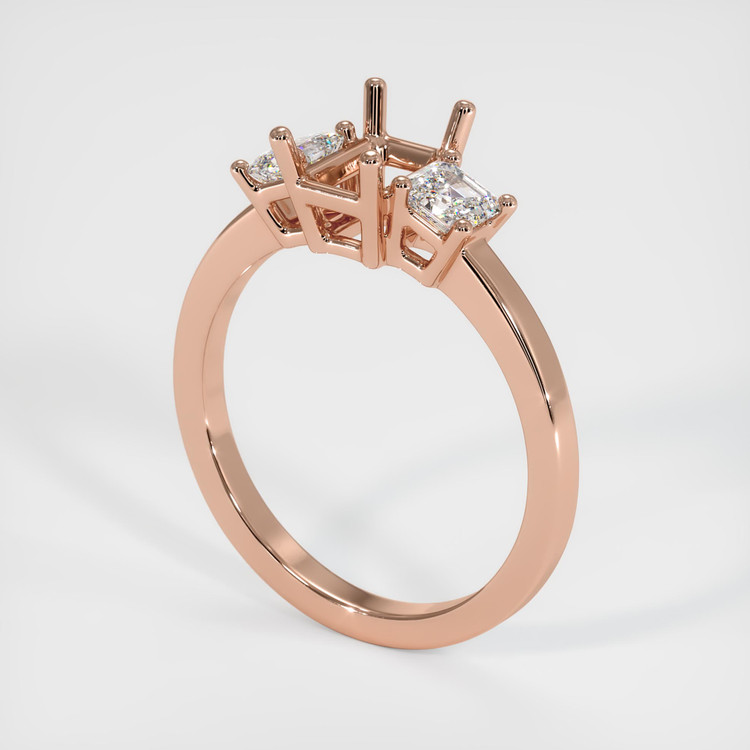 14K Rose Gold Three Stone Ring Setting