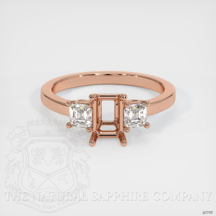 14K Rose Gold Three Stone Ring Setting