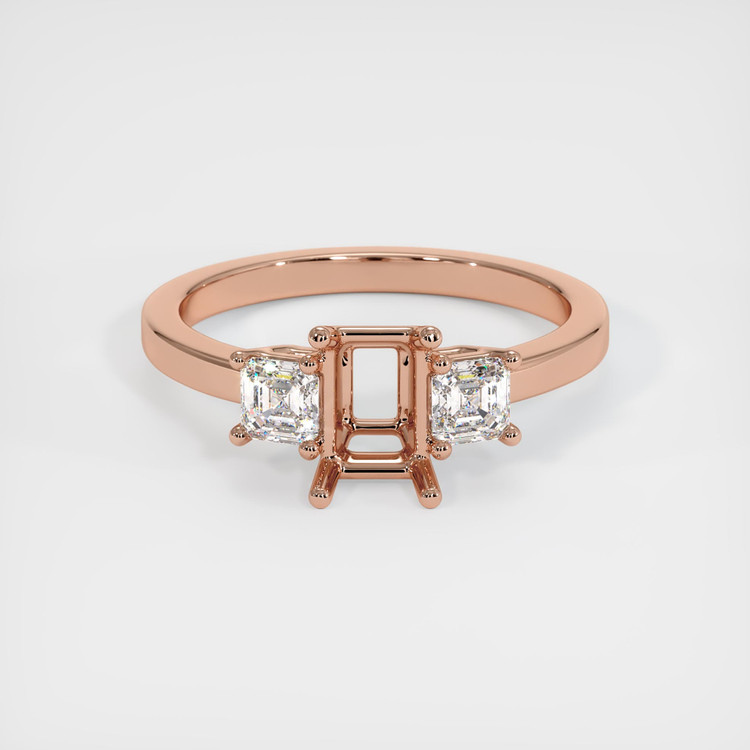 14K Rose Gold Three Stone Ring Setting