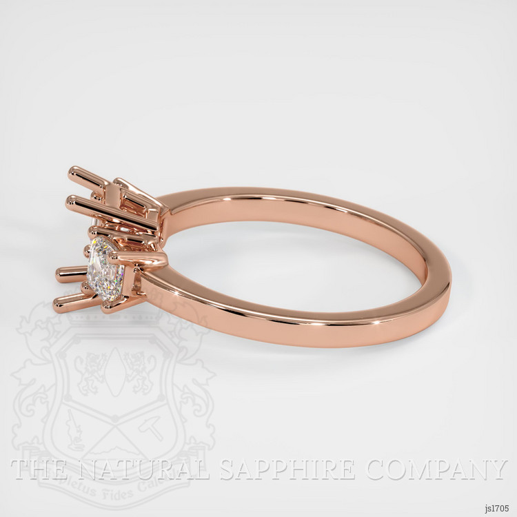 14K Rose Gold Three Stone Ring Setting