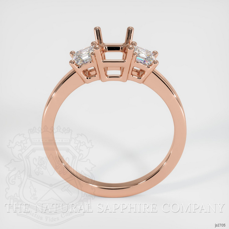 14K Rose Gold Three Stone Ring Setting