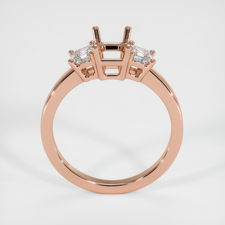 14K Rose Gold Three Stone Ring Setting