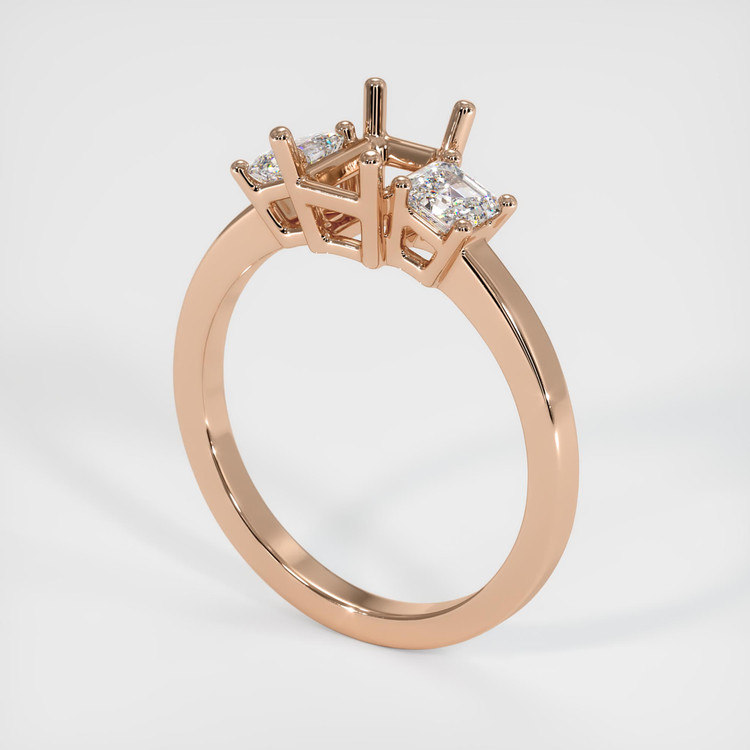 18K Rose Gold Three Stone Ring Setting