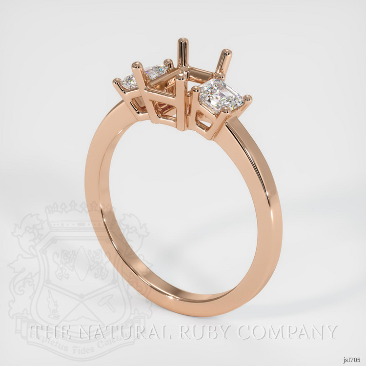 18K Rose Gold Three Stone Ring Setting