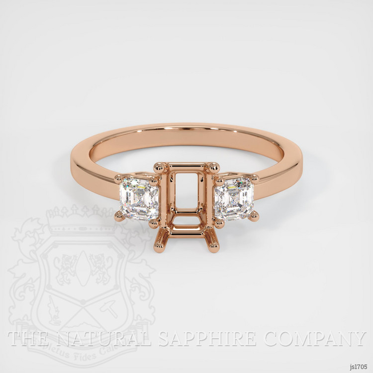 18K Rose Gold Three Stone Ring Setting