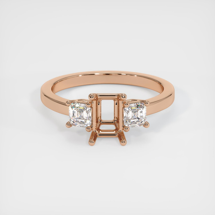 18K Rose Gold Three Stone Ring Setting