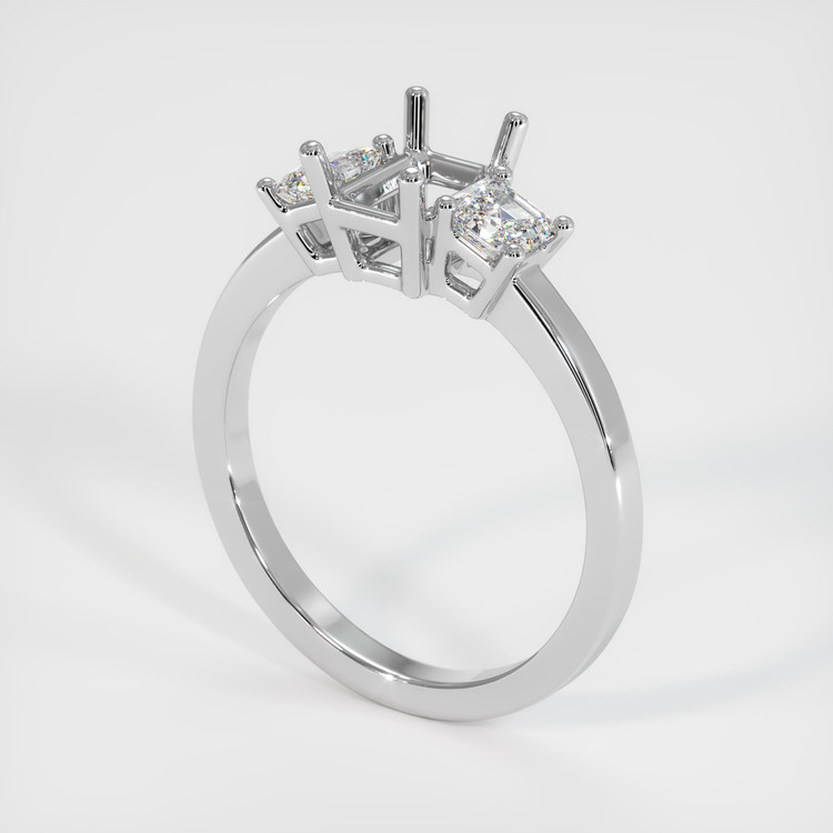 10K White Gold Three Stone Ring Setting