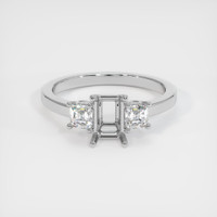 14K White Gold Three Stone Ring Setting Image