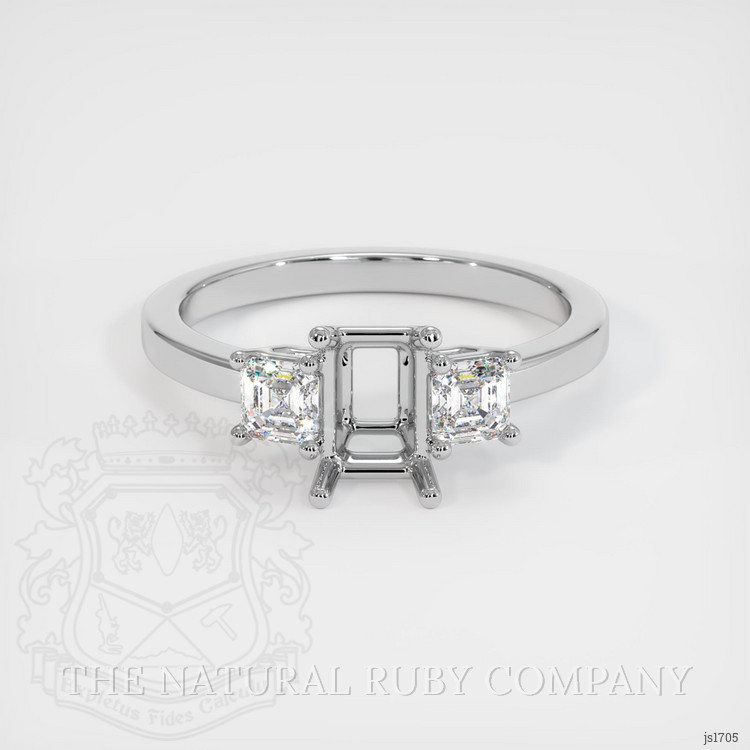 14K White Gold Three Stone Ring Setting