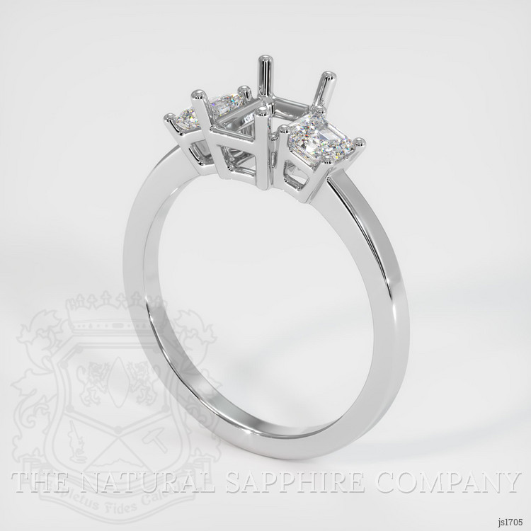 18K White Gold Three Stone Ring Setting