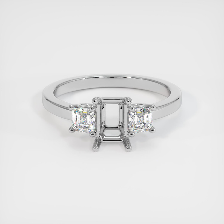 18K White Gold Three Stone Ring Setting