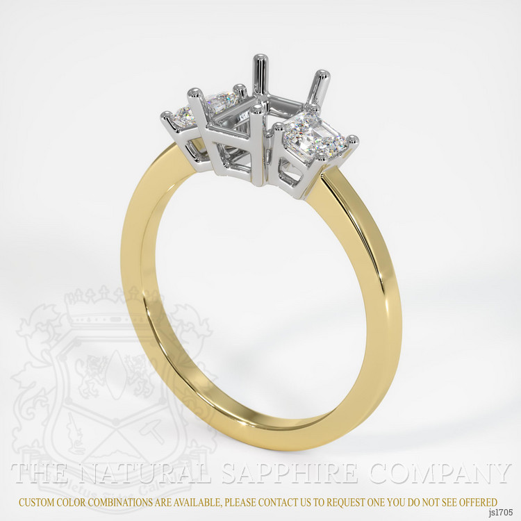 14K White & Yellow Three Stone Ring Setting