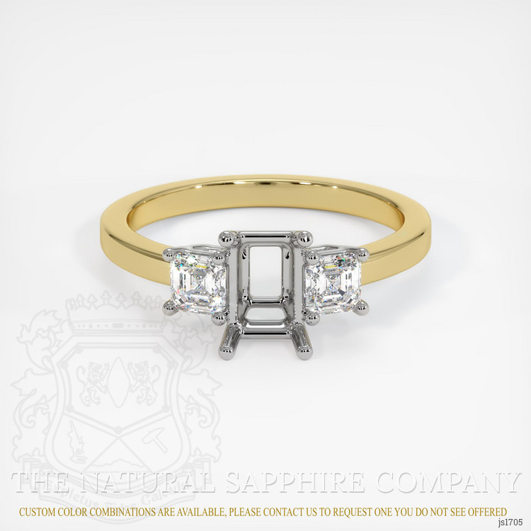 14K White & Yellow Three Stone Ring Setting