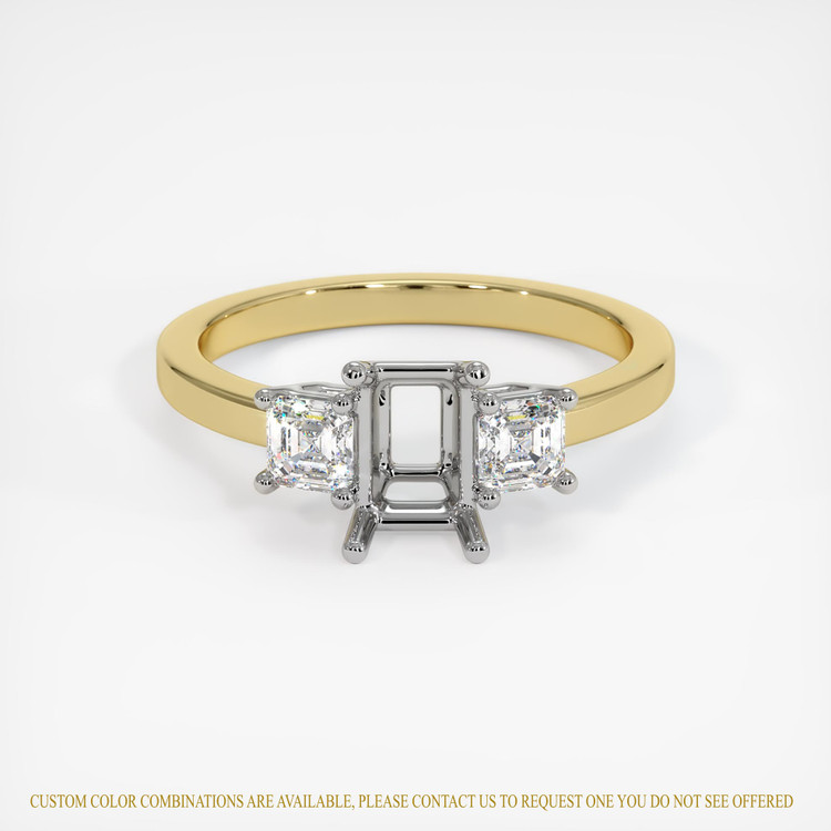 14K White & Yellow Three Stone Ring Setting