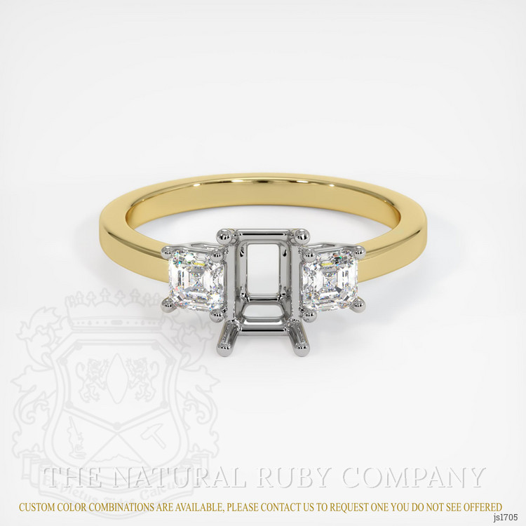 14K White & Yellow Three Stone Ring Setting