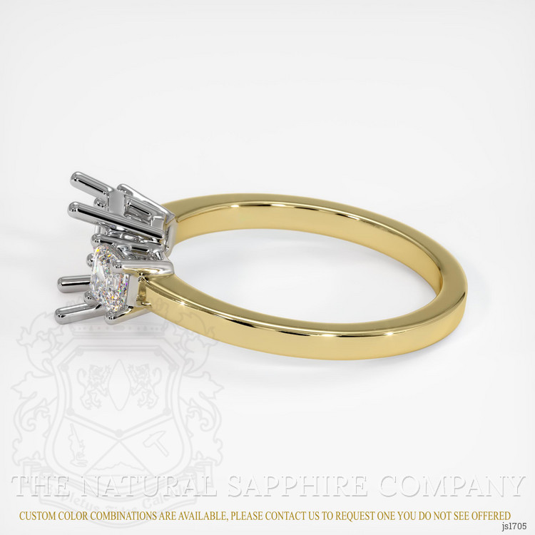 14K White & Yellow Three Stone Ring Setting