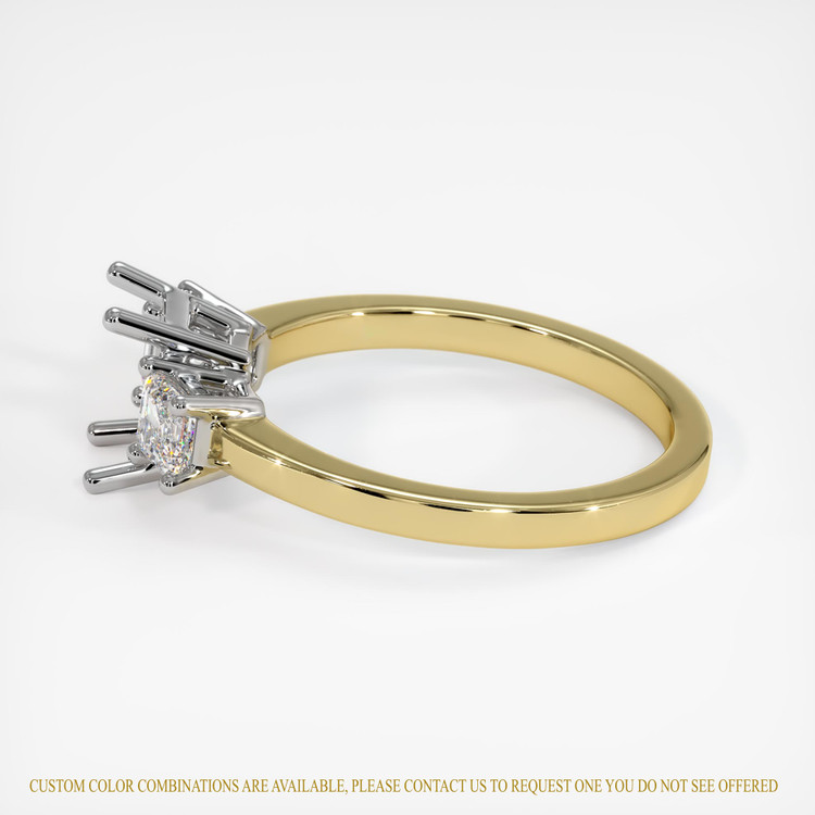 14K White & Yellow Three Stone Ring Setting