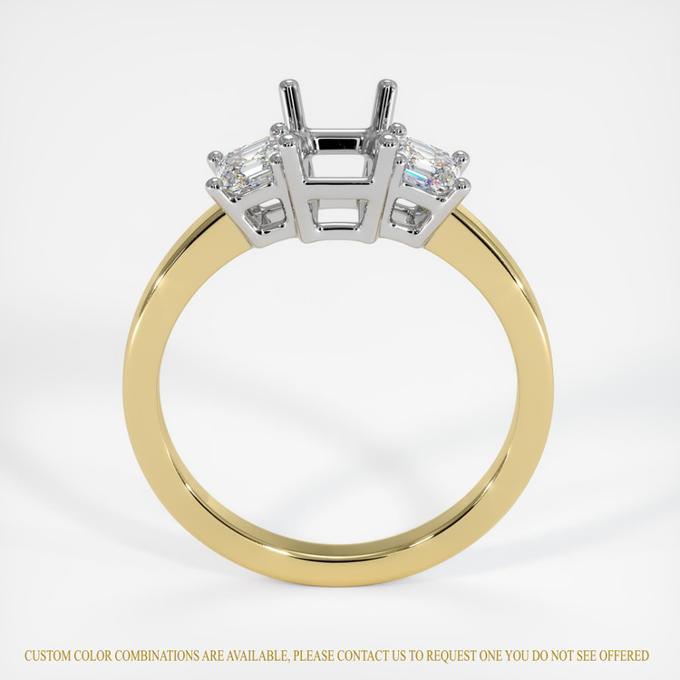 14K White & Yellow Three Stone Ring Setting