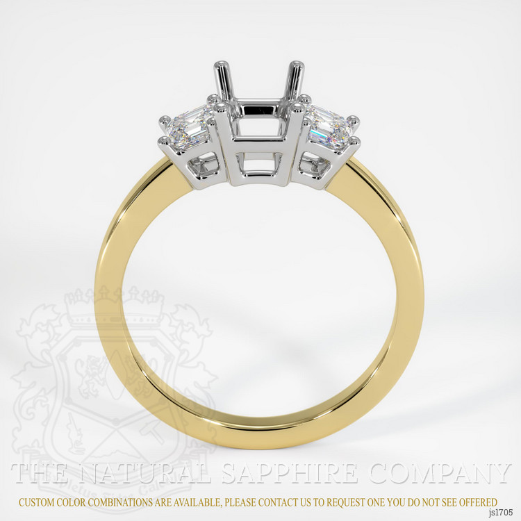 14K White & Yellow Three Stone Ring Setting