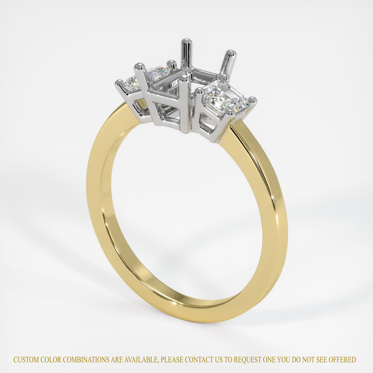 18K White & Yellow Three Stone Ring Setting