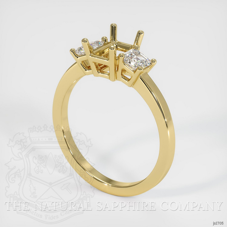 18K Yellow Gold Three Stone Ring Setting