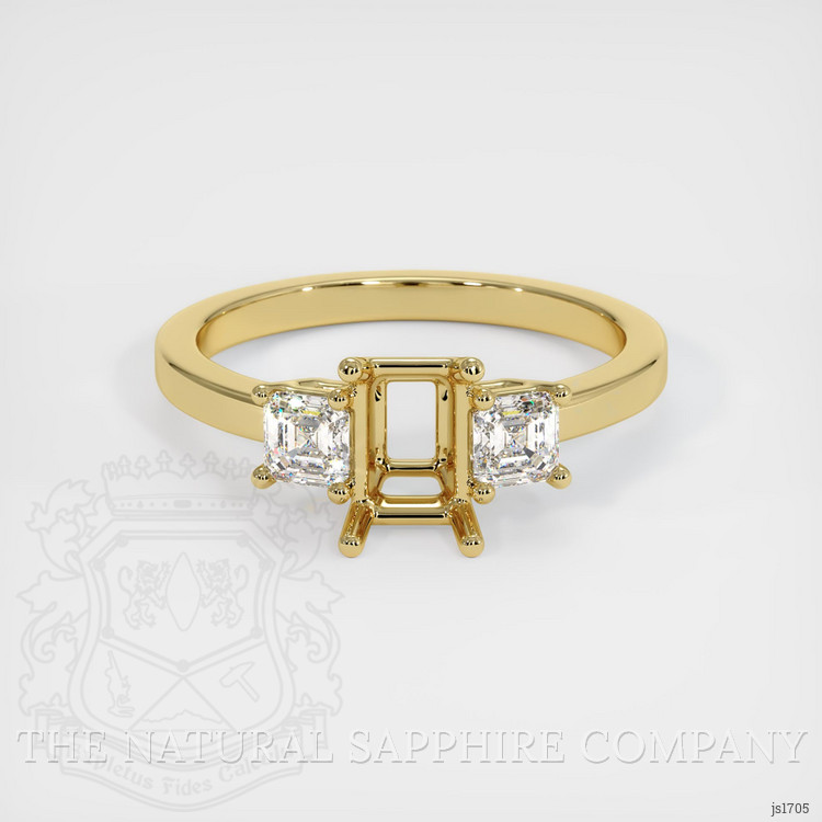 18K Yellow Gold Three Stone Ring Setting