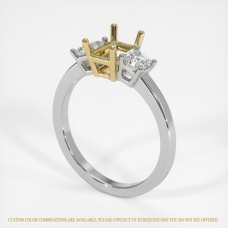 14K Yellow & White Three Stone Ring Setting