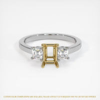 14K Yellow & White Three Stone Ring Setting Image