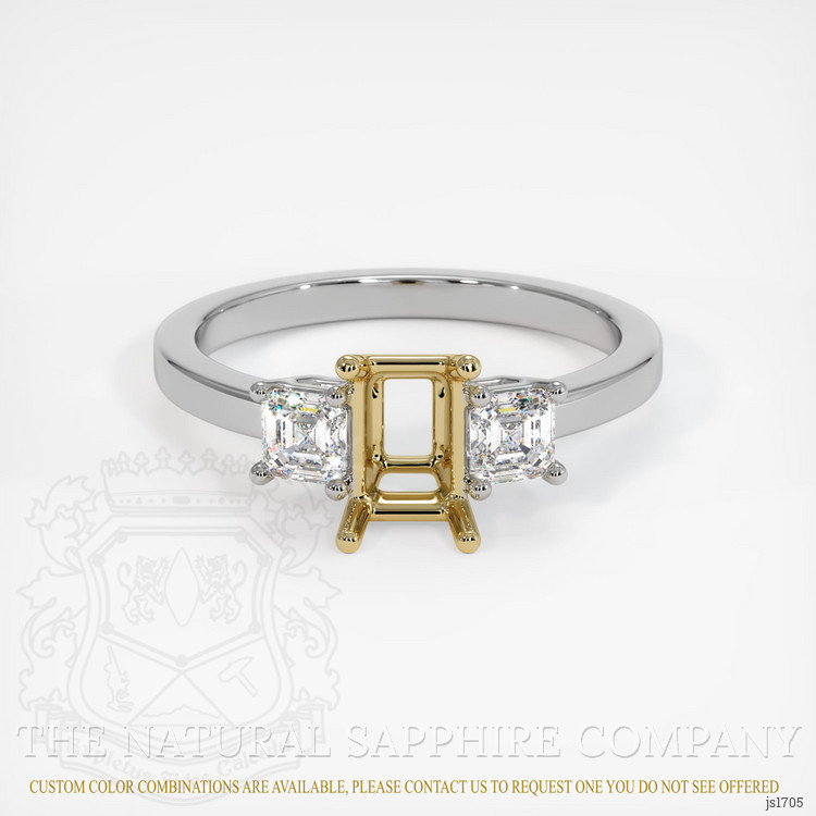 14K Yellow & White Three Stone Ring Setting