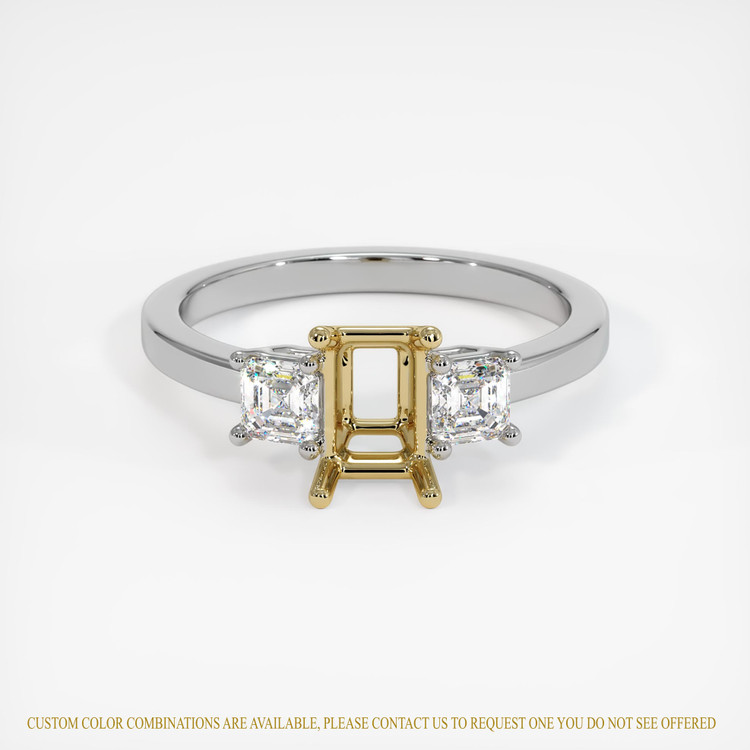14K Yellow & White Three Stone Ring Setting