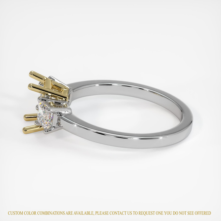 14K Yellow & White Three Stone Ring Setting